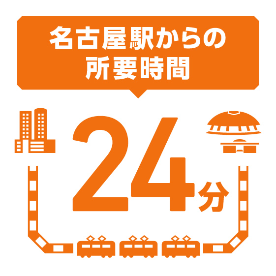 名古屋駅からの所要時間は24分です